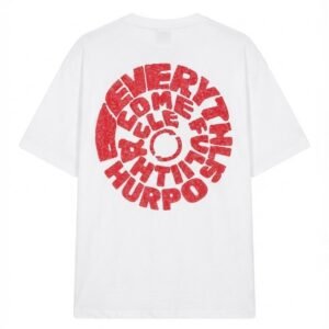 Camiseta blanca con estampado circular rojo