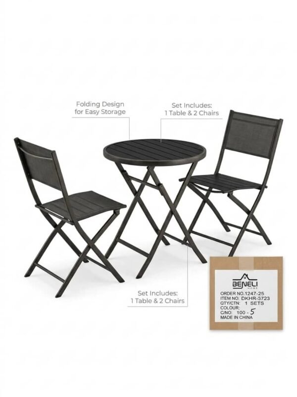 Conjunto de comedor plegable con mesa redonda y 2 sillas