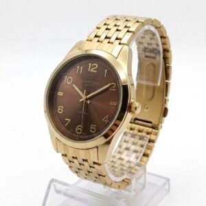 Reloj de pulsera LIMITED dorado con esfera marrón