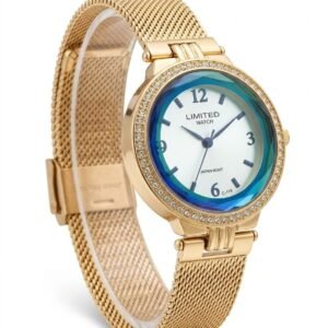 Reloj LIMITED con malla dorada y cristales
